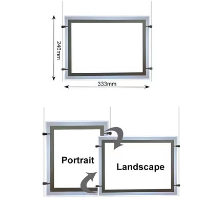 Snap Frame Crystal Light Box A4 kích thước Crystal Window Display Hanger Lightbox