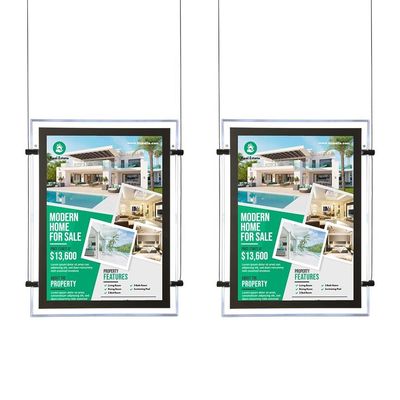 Không thấm nước bất động sản Backlit Poster Quảng cáo treo Slim Photo Picture Led Light Box Cả hai dọc và ngang treo AC100-240V